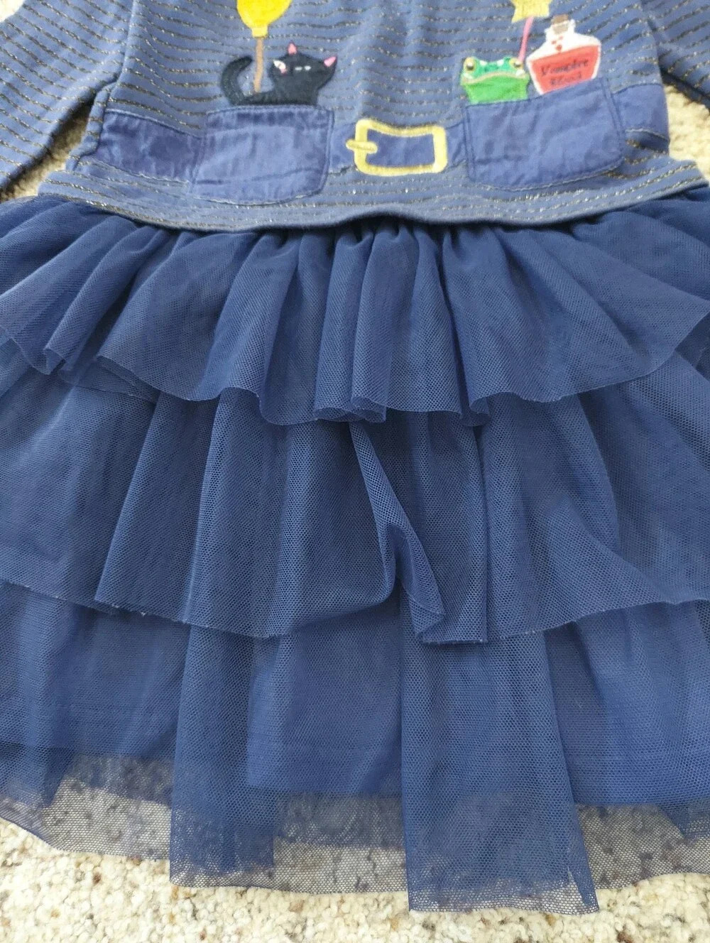 Mini Boden Starboard Blue Witch Halloween Tulle Dress Girl 3-4 Yrs